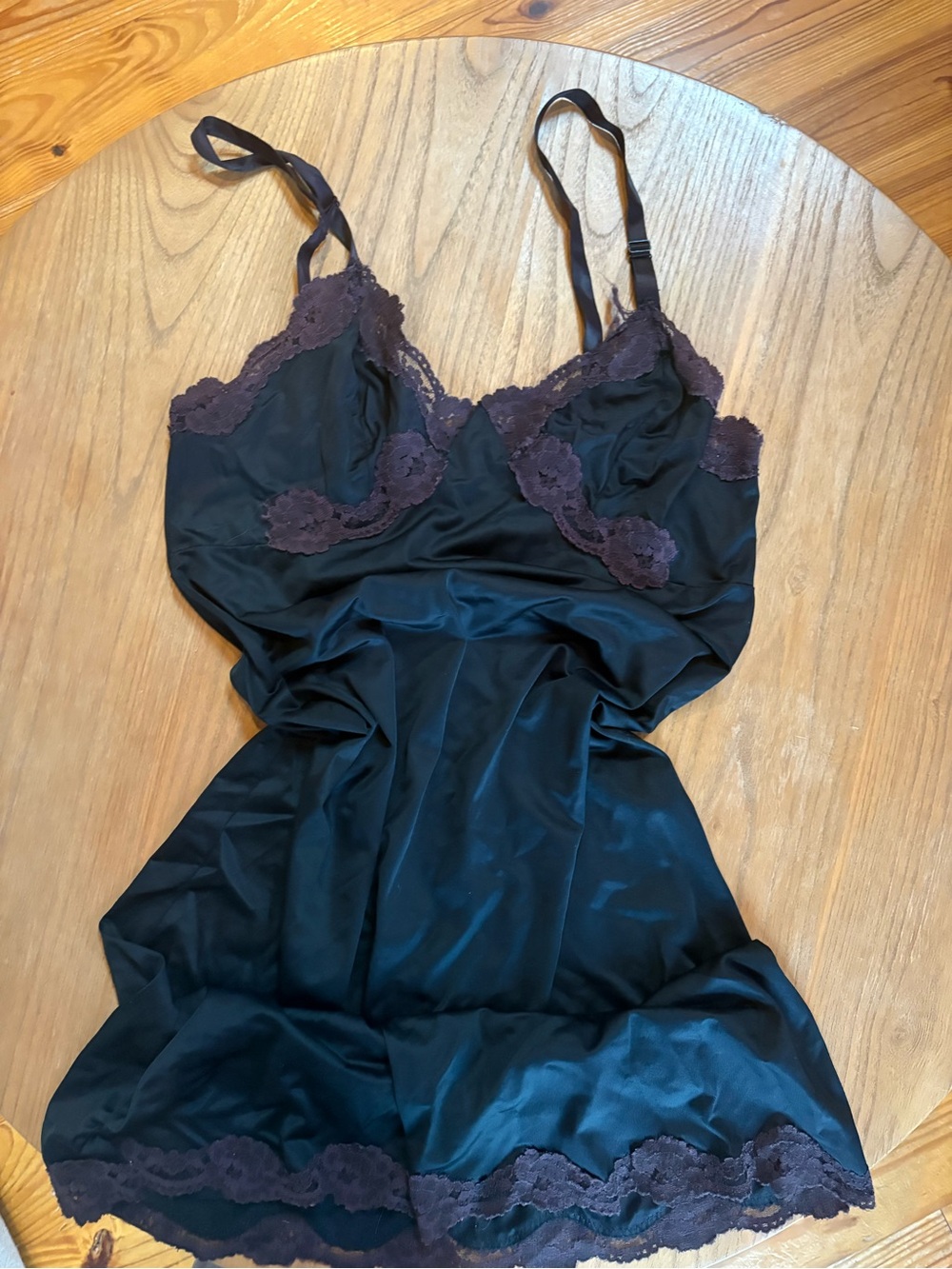 Black Lace-Trim Slip Dress - Unbranded